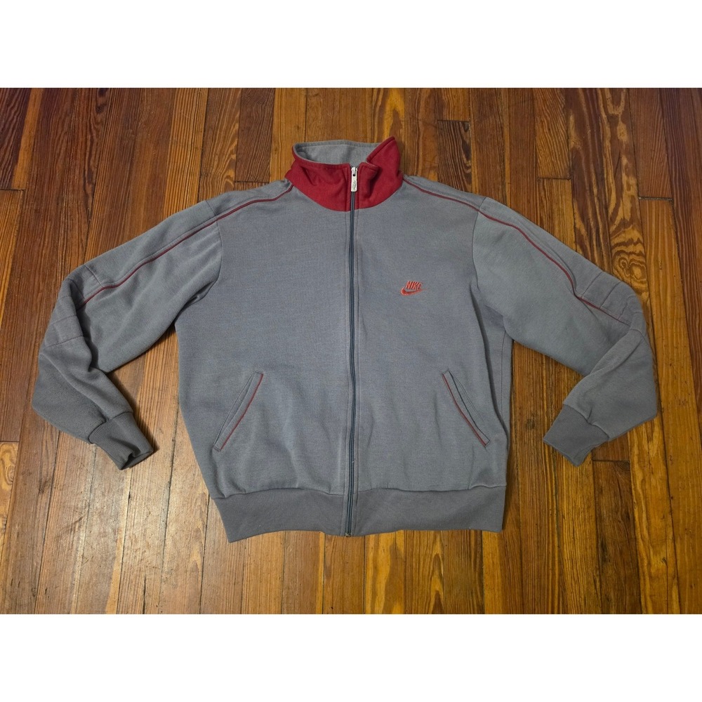 Vintage Nike Blue Tag Grey Red Full Zip Track Jacket Mens Large Embroidered Logo